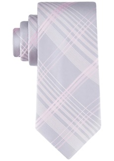 Calvin Klein Men's Ari Plaid Tie - Silver/pink