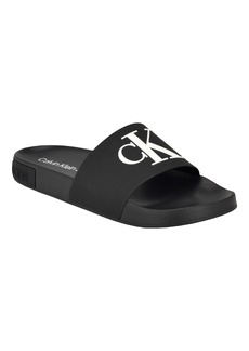 Calvin Klein Men's Belvo Slip-On Round Toe Pool Slides - Black