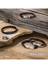 Calvin Klein Men's Brown Leather Bracelet - Black