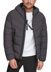 Calvin Klein Men's Chevron Stretch Jacket With Sherpa Lined Hood - True Navy