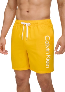 "Calvin Klein Men's Core Logo-Print 7"" Volley Swim Trunks, Created For Macy's - Yellow"