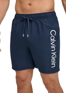 "Calvin Klein Men's Core Logo-Print 7"" Volley Swim Trunks, Created For Macy's - Navy"