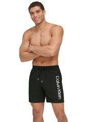 "Calvin Klein Men's Core Logo-Print 7"" Volley Swim Trunks, Created For Macy's - Cabernet"