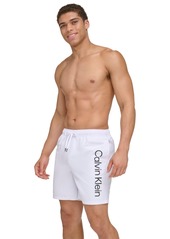 "Calvin Klein Men's Core Logo-Print 7"" Volley Swim Trunks, Created For Macy's - Red"