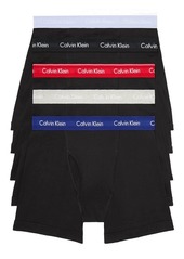 Calvin Klein Men's Cotton Classics 5-Pack Boxer Brief Black Bodies W/Rustic RED Black Bayou Blue Prepster Blue Heather Grey S