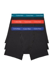 Calvin Klein Men's Cotton Stretch Multipack Boxer Briefs Black Bodies W/BYOU Blue Exotic Coral Topaz Gemstone S