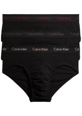 Calvin Klein Men's Cotton Stretch 3-Pack Hip Brief Black Bodies W/Olive Gentle RED Carpet Logos