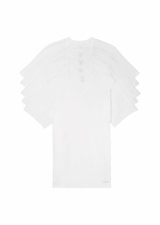 Calvin Klein Men's Cotton Classic 5-Pack Slim Undershirts 5 White V-Neck