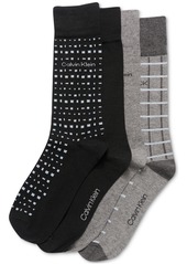 Calvin Klein Men's Crew Length Dress Socks, Assorted Patterns, Pack of 4 - Beige Asst