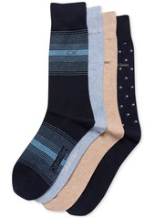Calvin Klein Men's Crew Length Dress Socks, Assorted Patterns, Pack of 4 - Dark Blue Assorted