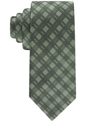 Calvin Klein Men's Double-Rail Grid Tie - Olive Green