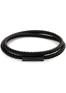 Calvin Klein Men's Double Wrapped Leather Bracelet - Black