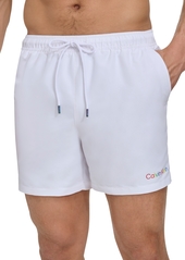 "Calvin Klein Men's Drawstring Logo 5"" Swim Trunks - Black"