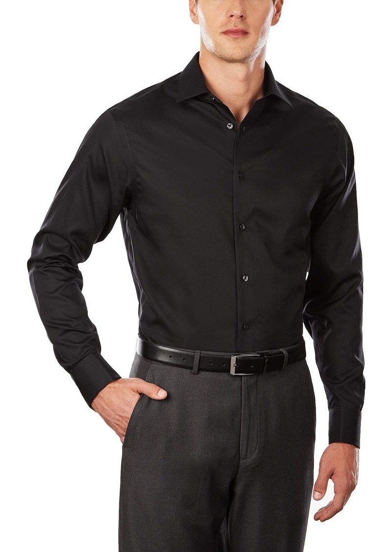 Calvin Klein Men's Big and Tall Dress Shirt Regular Fit Non Iron Herringbone French Cuff