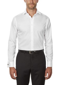 Calvin Klein Men's Non Iron Regular Fit Herringbone French Cuff Dress Shirt