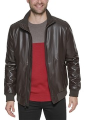 Calvin Klein Men's Faux Leather Bomber Jacket