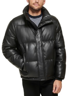 Calvin Klein Men's Faux Leather Classic Puffer Jacket - Black