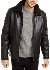 Calvin Klein Men's Faux Leather Shearling Motorcycle Jacket, Created for Macy's