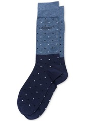 Calvin Klein Men's Flat Knit Crew Length Patterned Dress Socks - Black Assorted