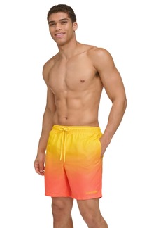 "Calvin Klein Men's Gradient Dot Print 7"" Volley Swim Trunks - Hot Coral"