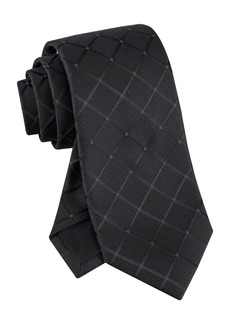 Calvin Klein Men's Herringbone Grid Tie - Black