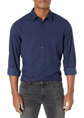 Calvin Klein Men's Herringbone Military Long Sleeve Button Down Shirt