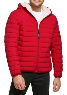 Calvin Klein Men's Hooded Down Jacket Quilted Coat Sherpa Lined