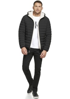 Calvin Klein Men's Hooded Down Jacket Quilted Coat Sherpa Lined