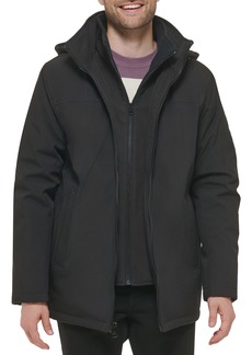 Calvin Klein Men's Hooded Rip Stop Water and Wind Resistant Jacket with Fleece Bib
