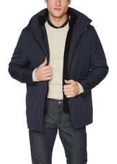 Calvin Klein Men's Hooded Rip Stop Water and Wind Resistant Jacket with Fleece Bib