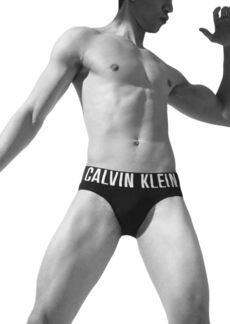 Calvin Klein Men's Intense Power 3-Pack Hip Brief Black Bodies W/Black Grey Sky Pompeian RED Logos