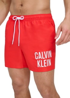 "Calvin Klein Men's Intense Power Modern Euro 5"" Swim Trunks - Red"