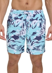 "Calvin Klein Men's Island Camo Printed 7"" Swim Trunks - Hot Coral"