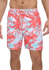 "Calvin Klein Men's Island Camo Printed 7"" Swim Trunks - Hot Coral"