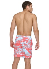 "Calvin Klein Men's Island Camo Printed 7"" Swim Trunks - Hot Coral"