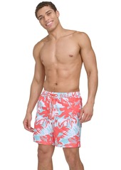 "Calvin Klein Men's Island Camo Printed 7"" Swim Trunks - Hot Coral"