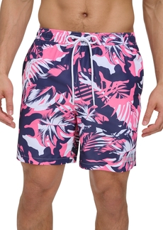 "Calvin Klein Men's Island Camo Printed 7"" Swim Trunks - Pink"