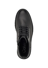 Calvin Klein Men's Lealin Lace-Up Lug Sole Boots - Black Leather