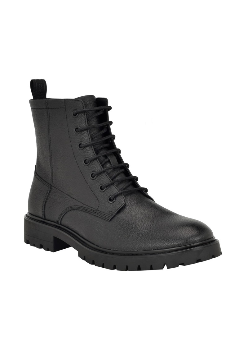 Calvin Klein Men's Lealin Lace-Up Lug Sole Boots - Black Leather