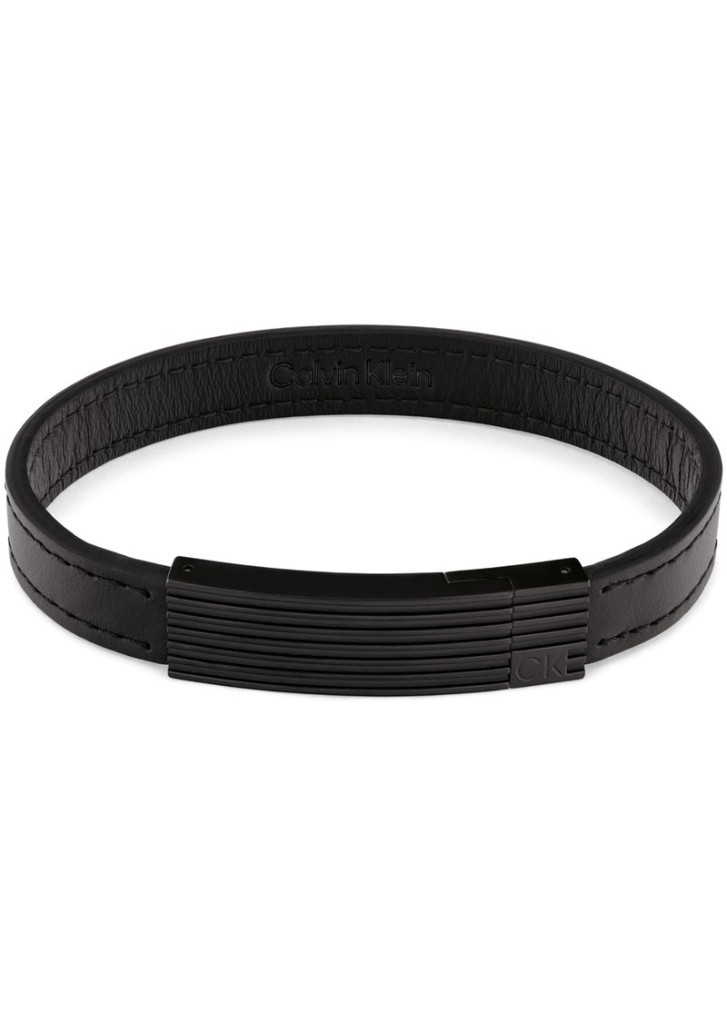 Calvin Klein Men's Leather Bracelet - Black
