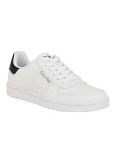 Calvin Klein Men's Lento Round Toe Lace-Up Sneakers - White, Black
