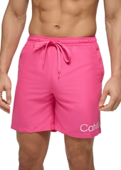 "Calvin Klein Men's Logo 7"" Volley Swim Trunks, Created for Macy's - Pink"