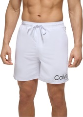 "Calvin Klein Men's Logo 7"" Volley Swim Trunks, Created for Macy's - Atlantis Blue"