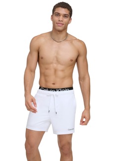 "Calvin Klein Men's Logo Elastic Waist Modern Euro 5"" Volley Swim Trunks - White"