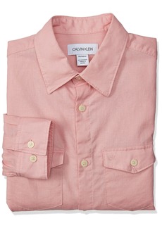 Calvin Klein Men's Long Sleeve Stretch Cotton Linen Button Down Shirt