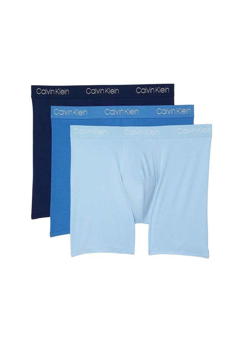 Calvin Klein Men's Luxe Pima Cotton Multipack Boxer Brief New Navy LAKEFRONT Rapid Blue S