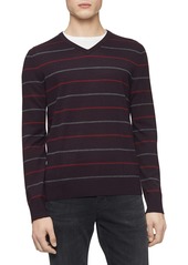 Calvin Klein Men's Striped V-Neck Merino Sweater