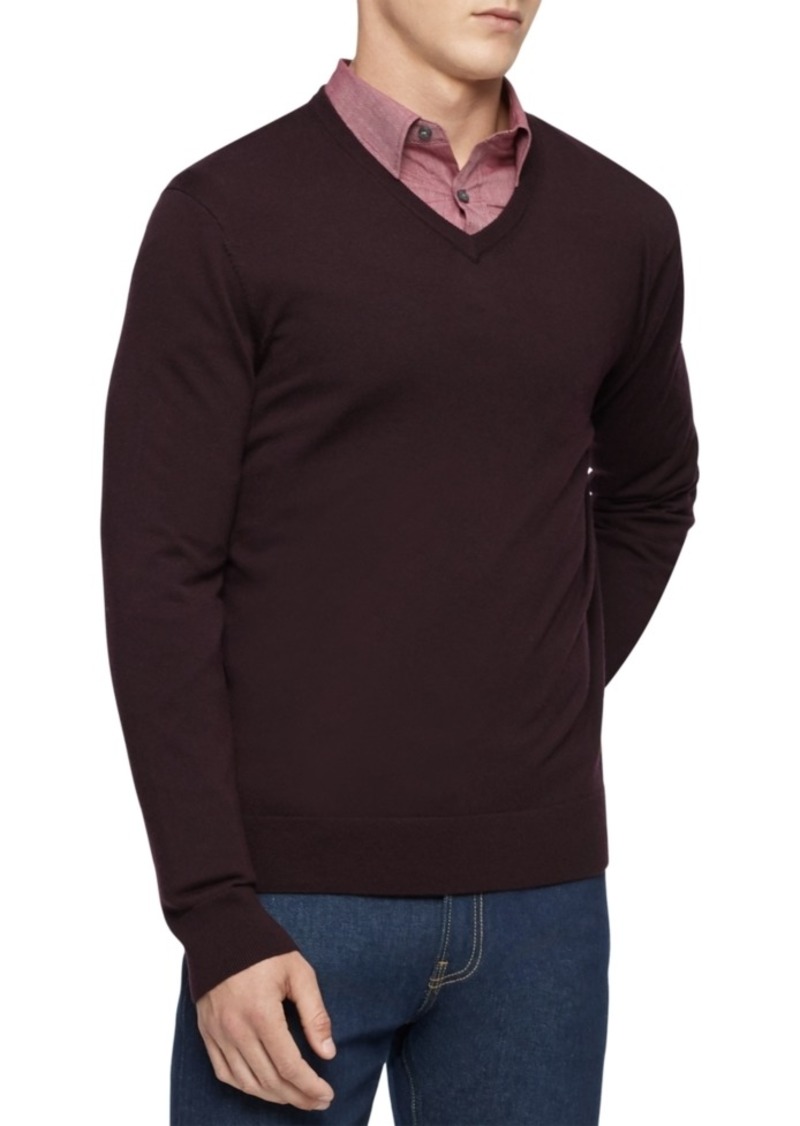 calvin klein merino wool v neck sweater