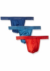 Calvin Klein Men's Microfiber Stretch Multipack Thongs capsize/downpour/Manic Red L