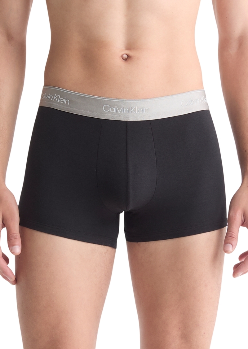 Calvin Klein Men's Modern Solid Logo Boxer Briefs - Black with Silver Band